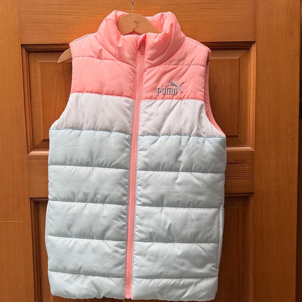 Puma Pink and Light Gray Puffer Vest